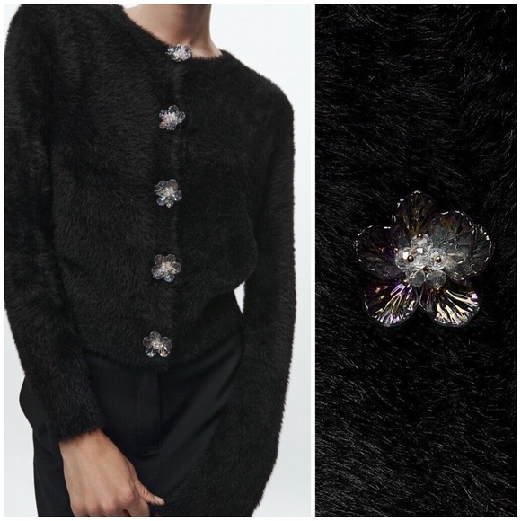 ZARA ~ FAUX FUR KNIT JACKET | Cardigan - Picture 1 of 9